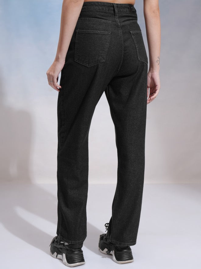 Tokyo Talkies Women Black Straight Fit Jeans - Black - Image 3