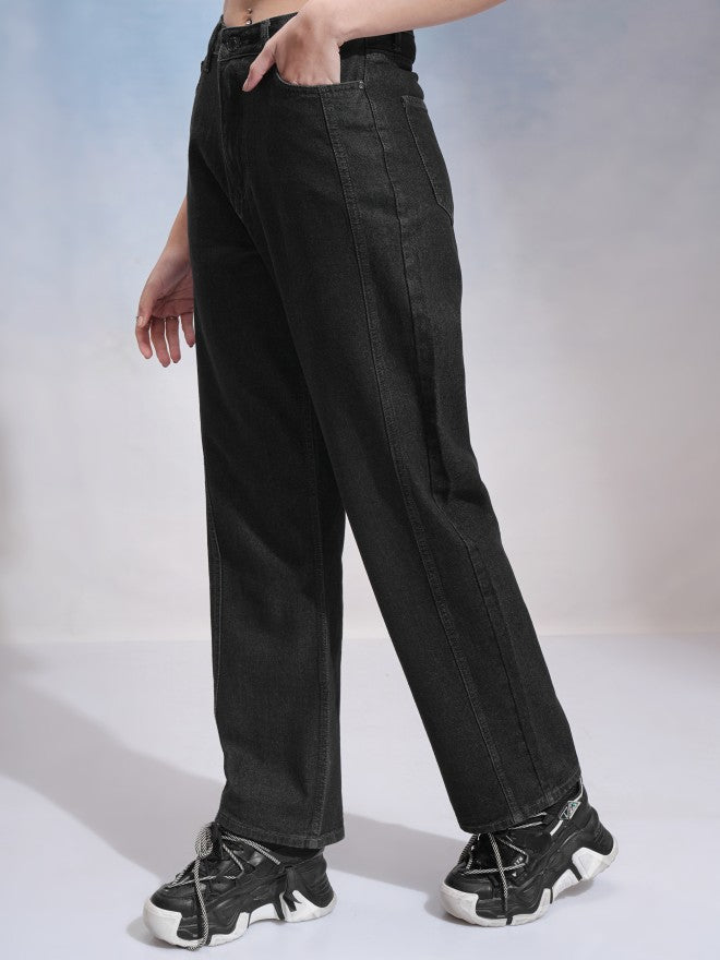 Tokyo Talkies Women Black Straight Fit Jeans - Black - Image 4