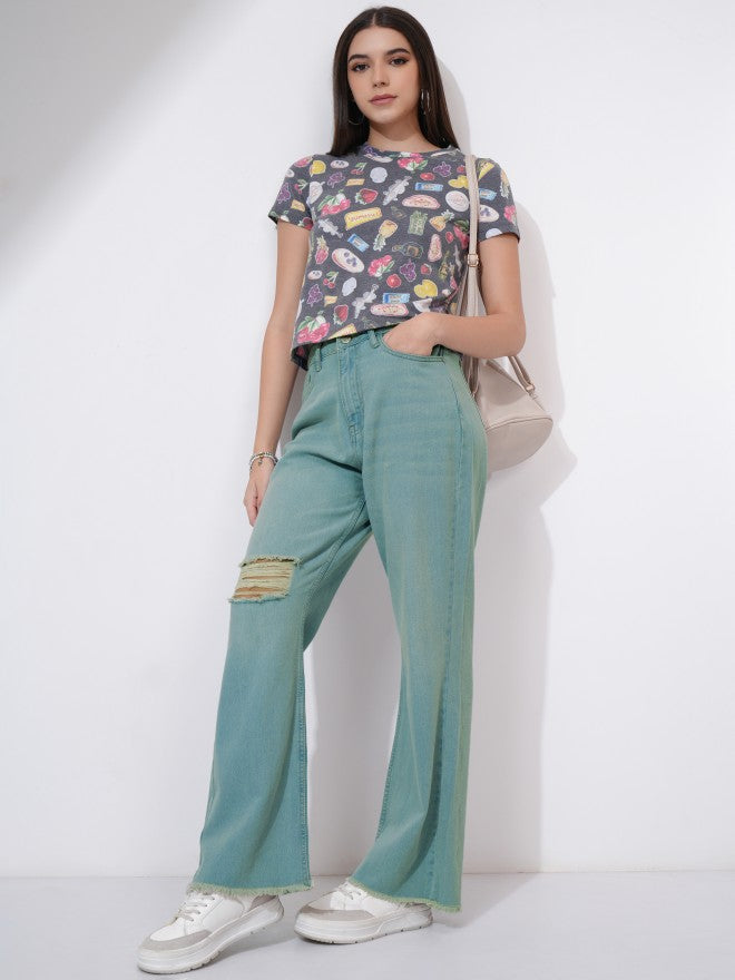 Tokyo Talkies Women Blue Flared Highly Distressed Jeans - Blue - Image 2