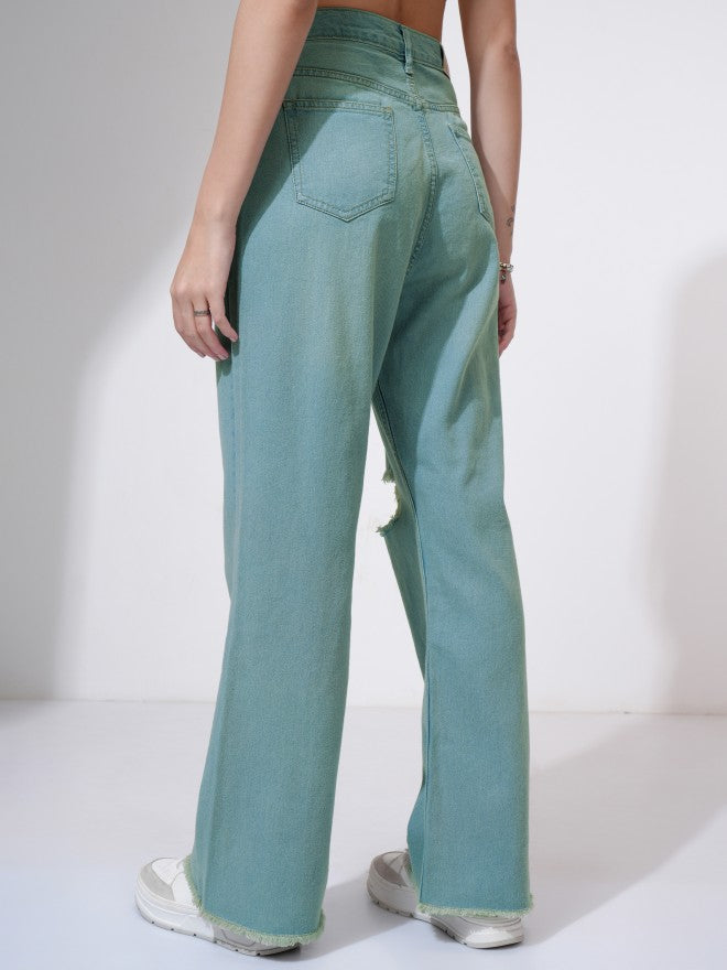 Tokyo Talkies Women Blue Flared Highly Distressed Jeans - Blue - Image 3