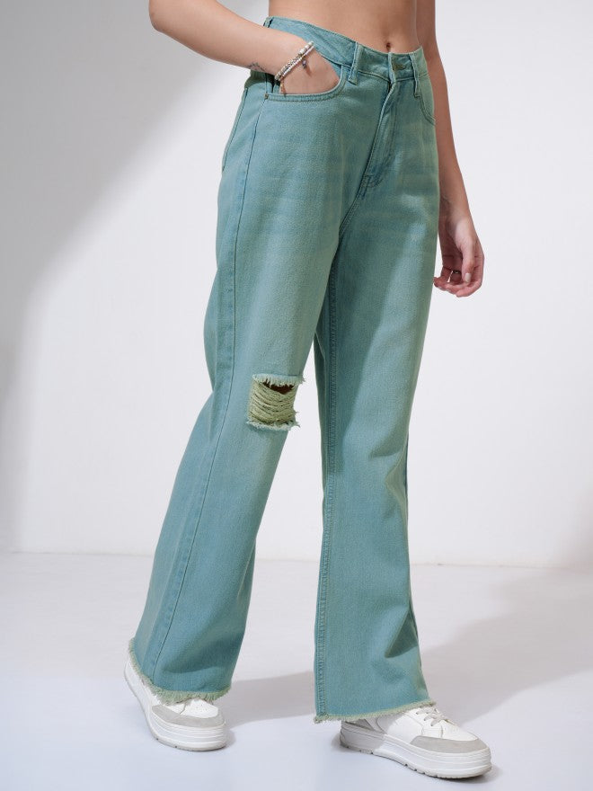 Tokyo Talkies Women Blue Flared Highly Distressed Jeans - Blue - Image 6