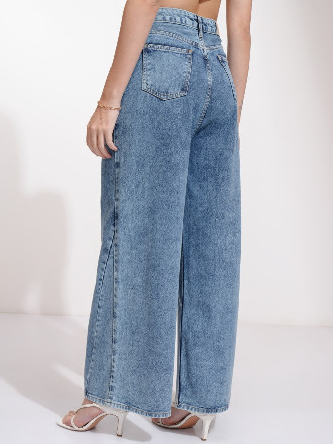 Tokyo Talkies Women Blue Flared Jeans - Blue - Image 3