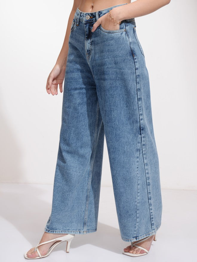 Tokyo Talkies Women Blue Flared Jeans - Blue - Image 4