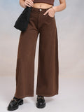 Tokyo Talkies Women Brown Wide Leg Jeans - Brown - Image 1