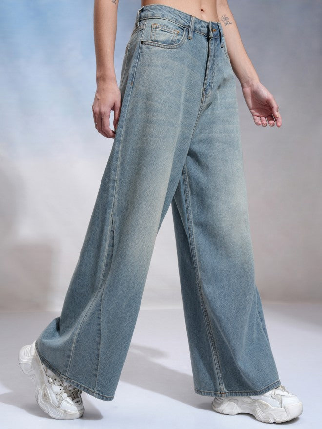 Tokyo Talkies Women Blue Flared Stretchable Jeans - Blue - Image 6