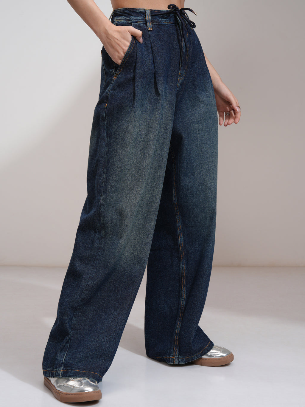 Tokyo Talkies Women Blue Baggy Jeans - Blue - Image 6