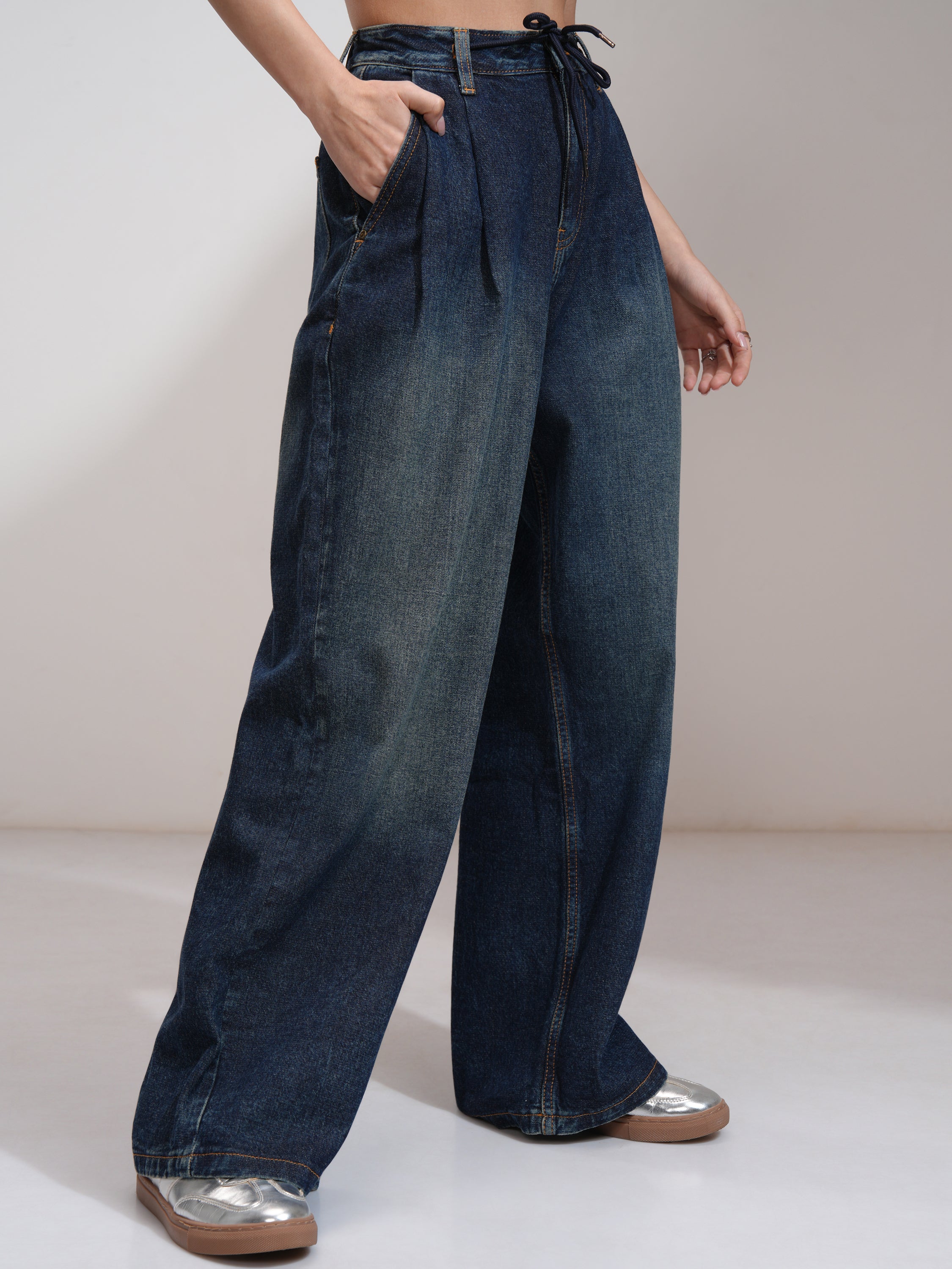 Tokyo Talkies Women Blue Baggy Jeans - Blue - Image 6