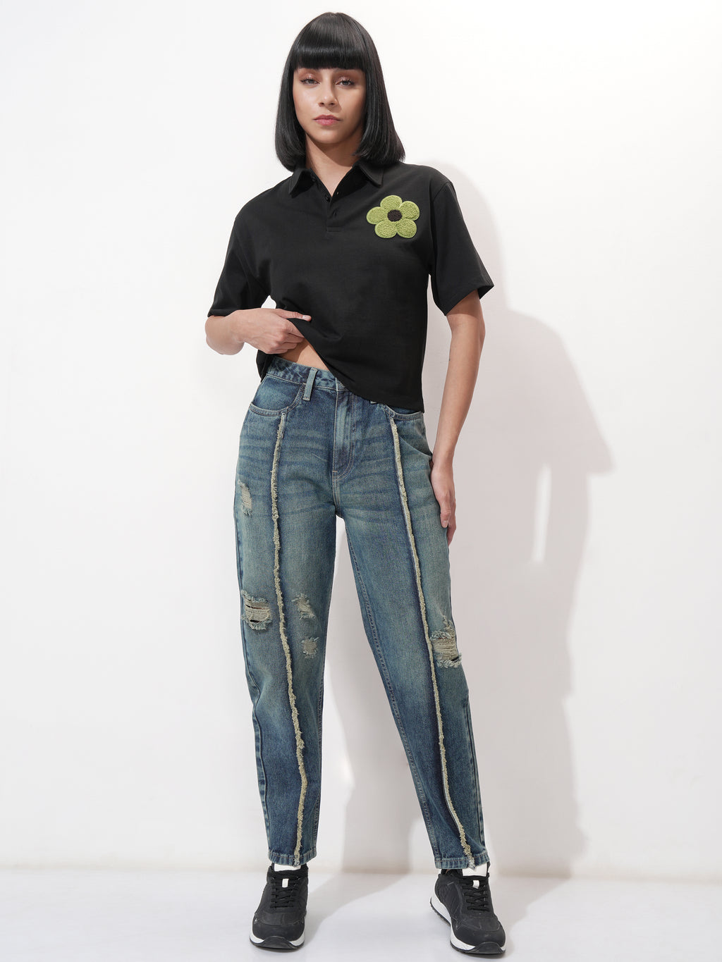 Tokyo Talkies Women Blue Mom Fit Highly Distressed Stretchable Jeans - Blue - Image 2