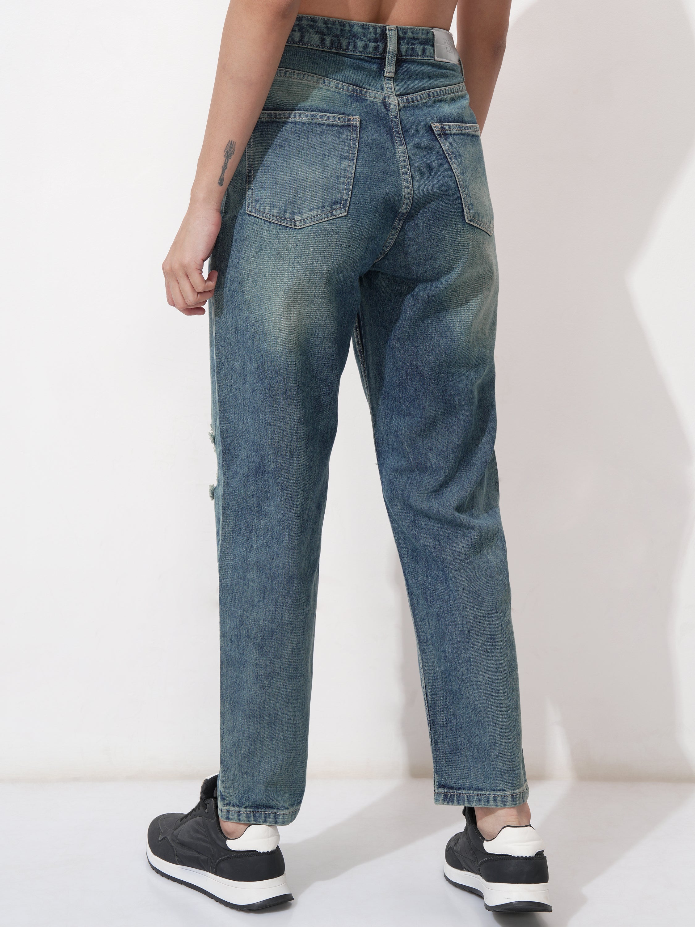 Tokyo Talkies Women Blue Mom Fit Highly Distressed Stretchable Jeans - Blue - Image 3