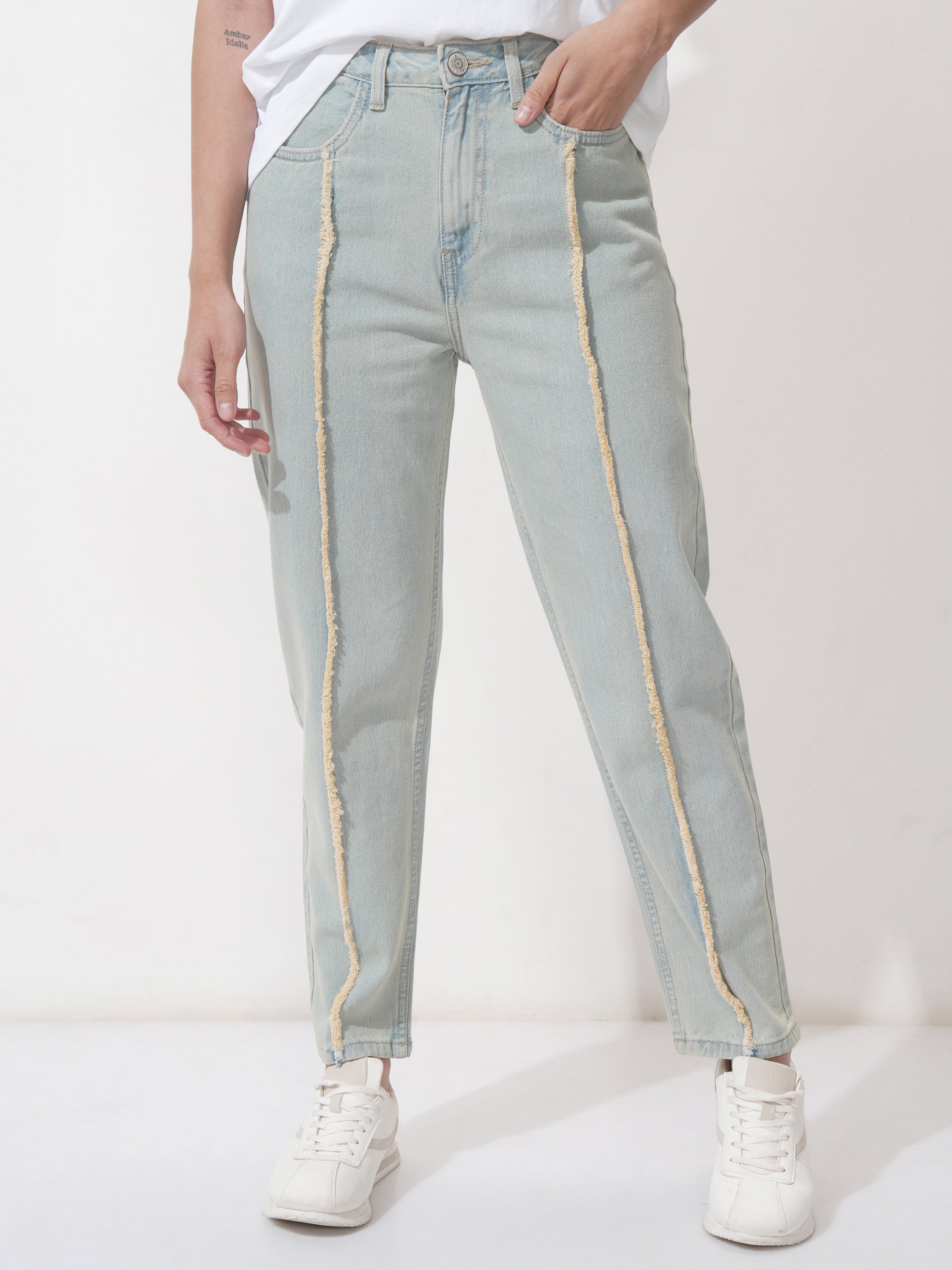 Tokyo Talkies Women Blue Mom Fit Stretchable Jeans - Blue - Image 1