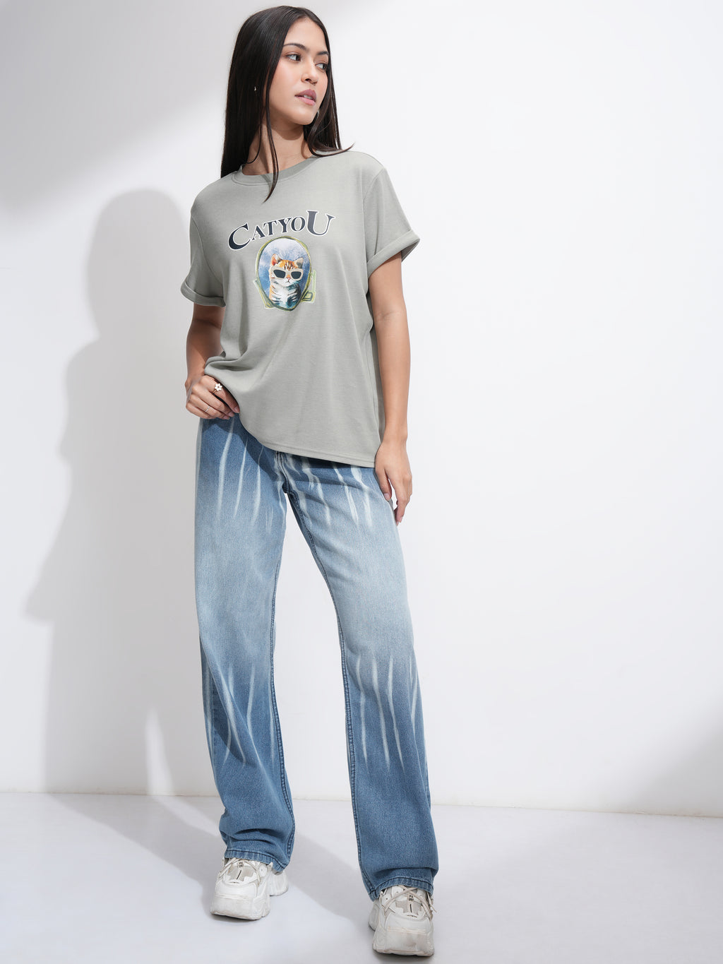 Tokyo Talkies Women Blue Dad Fit Low Distress Stretchable Jeans - Blue - Image 2