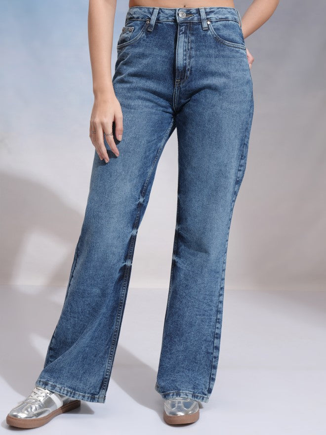 Tokyo Talkies Women Blue Bootcut Jeans - Blue - Image 1