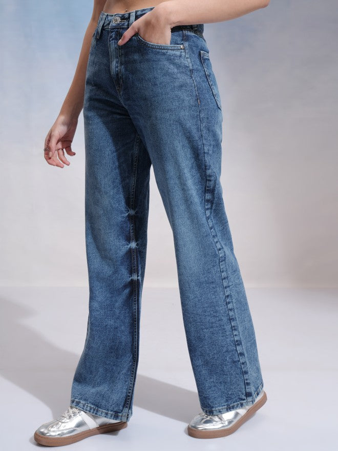 Tokyo Talkies Women Blue Bootcut Jeans - Blue - Image 4