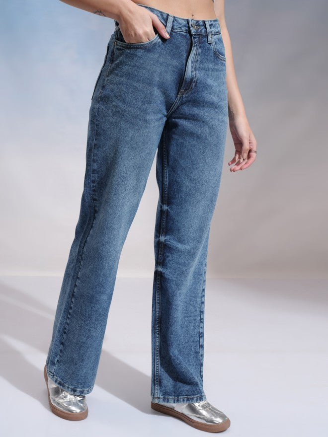 Tokyo Talkies Women Blue Bootcut Jeans - Blue - Image 6