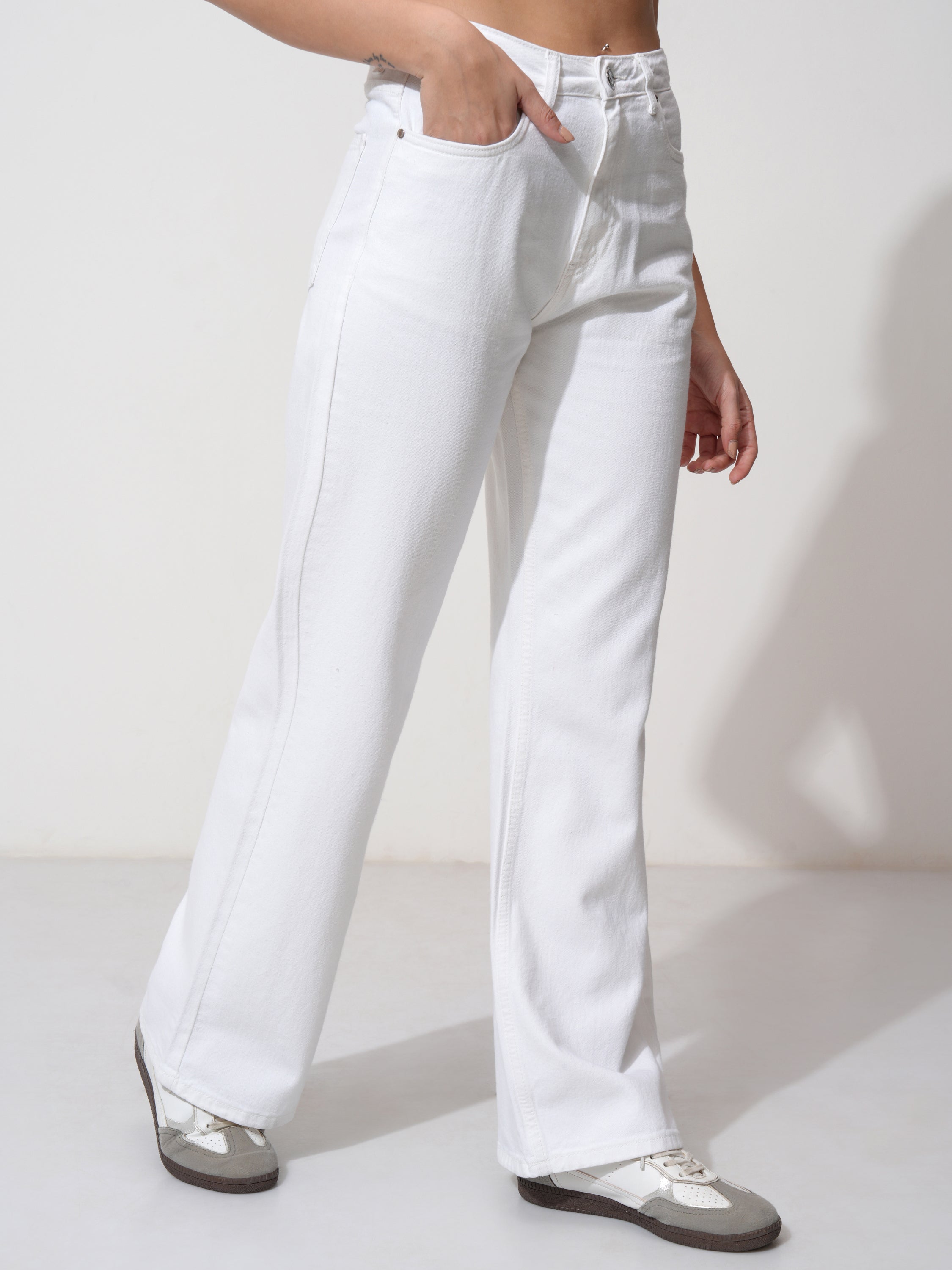 Tokyo Talkies Women White Bootcut Jeans - White - Image 6