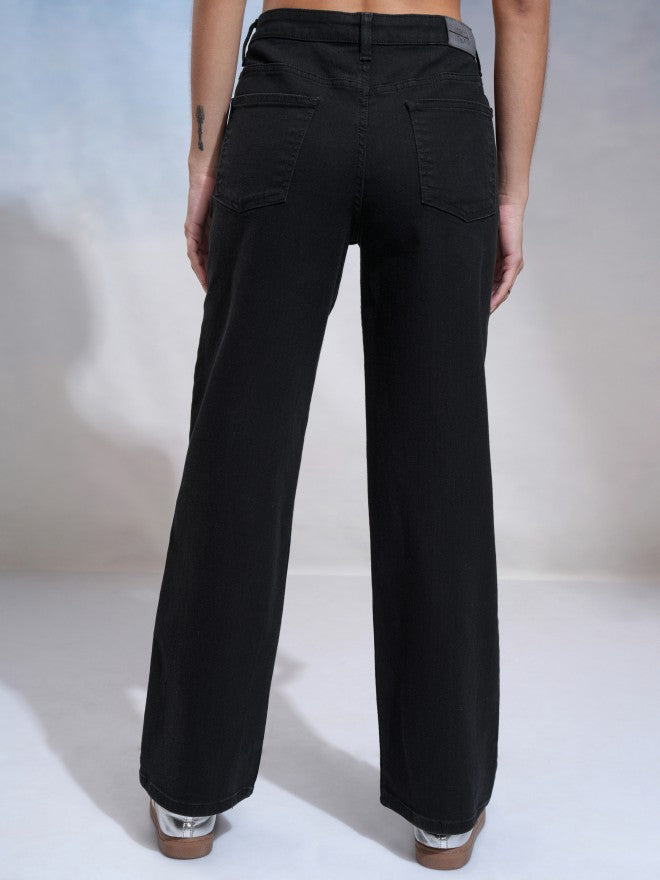 Tokyo Talkies Women Black Straight Fit Stretchable Jeans - Black - Image 3