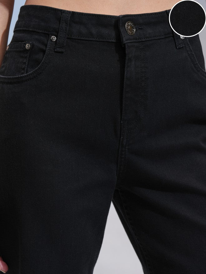 Tokyo Talkies Women Black Straight Fit Stretchable Jeans - Black - Image 5