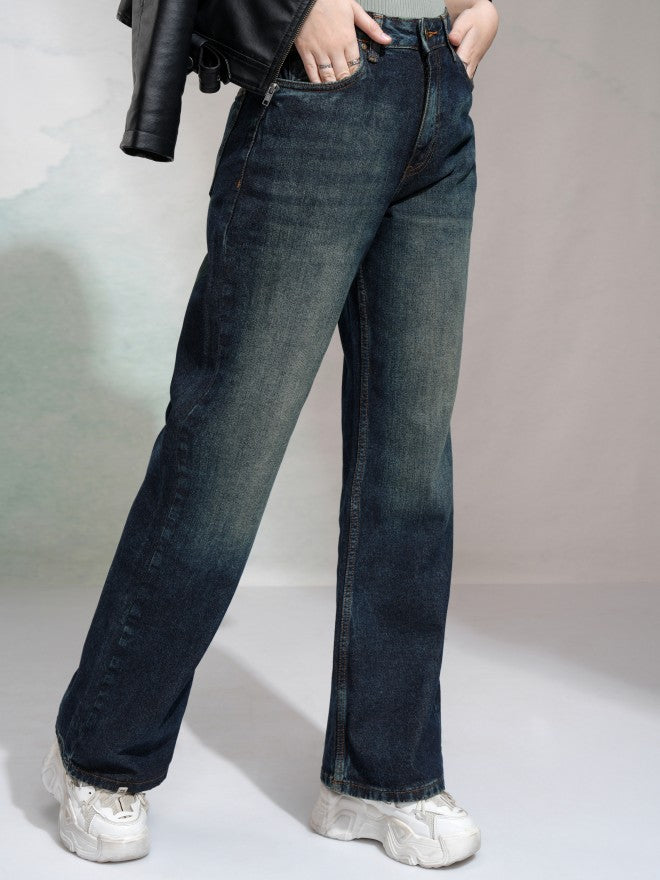 Tokyo Talkies Women Blue Bootcut Stretchable Jeans - Blue - Image 6
