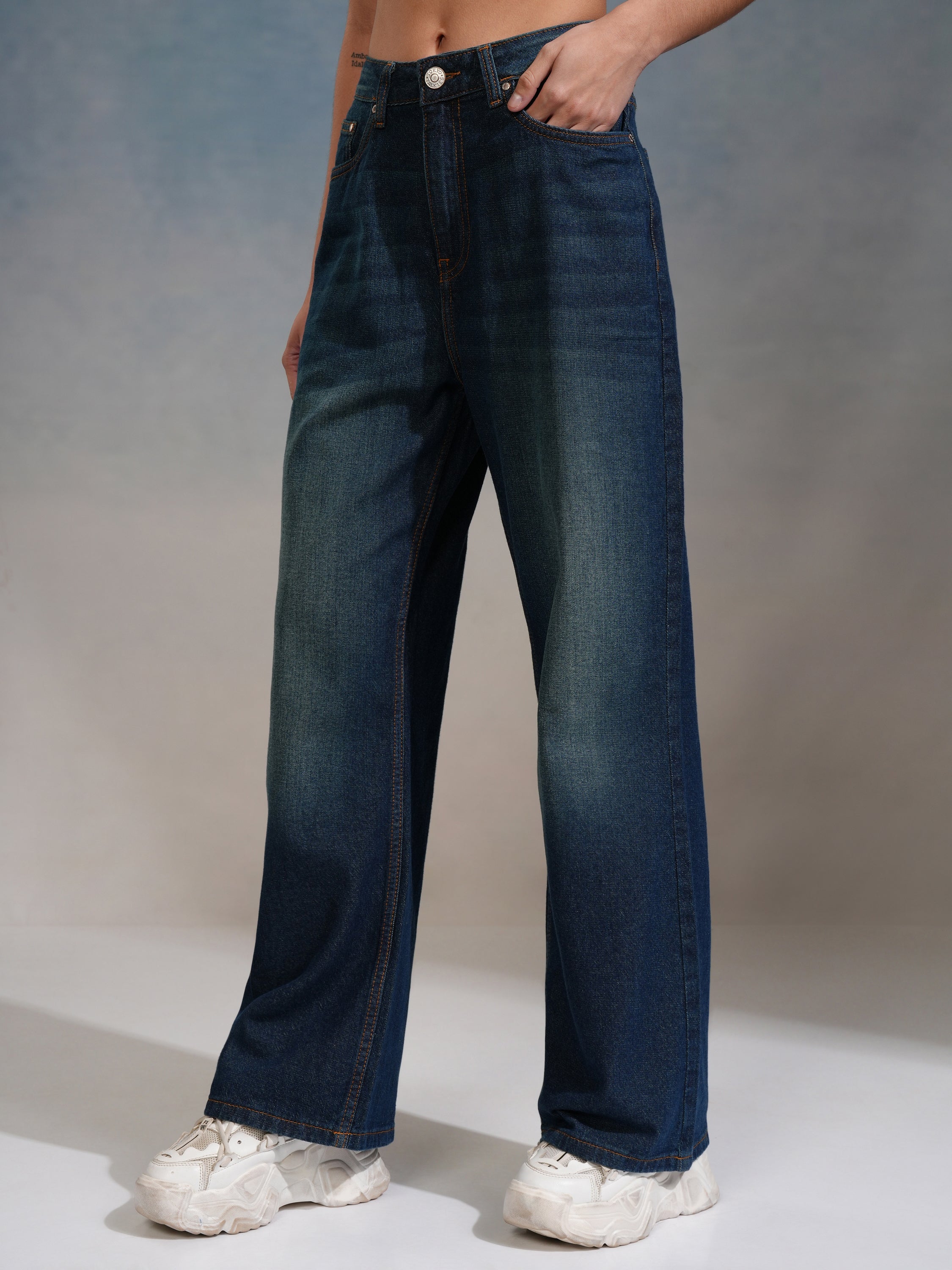 Tokyo Talkies Women Blue Flared Jeans - Blue - Image 4