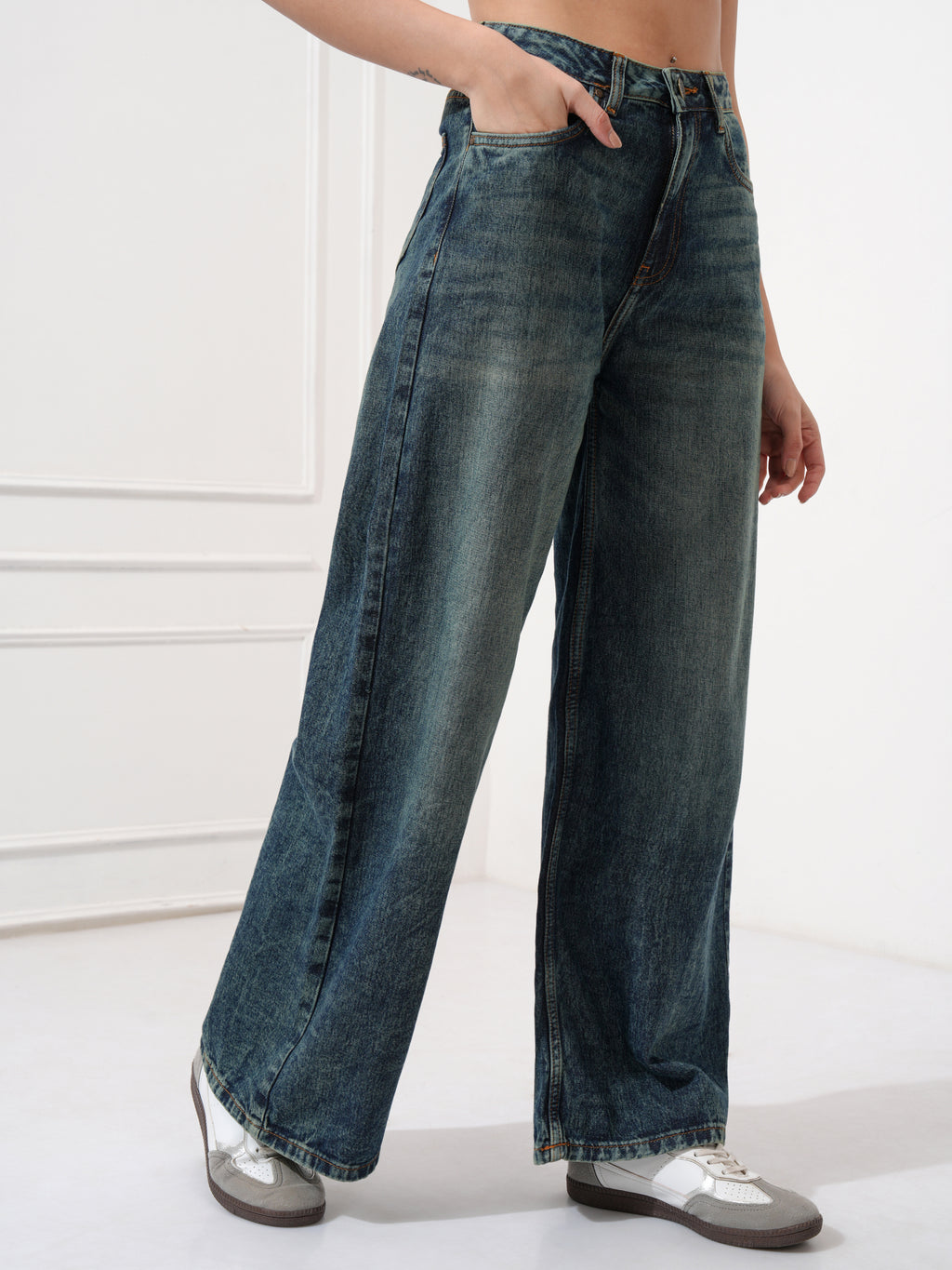 Tokyo Talkies Women Blue Baggy Non Stretchable Jeans - Blue - Image 6
