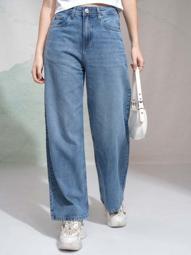 Tokyo Talkies Women Blue Flared Stretchable Jeans - Blue - Image 1