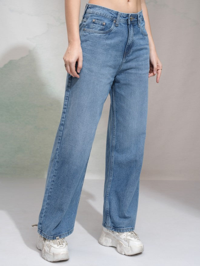Tokyo Talkies Women Blue Flared Stretchable Jeans - Blue - Image 6