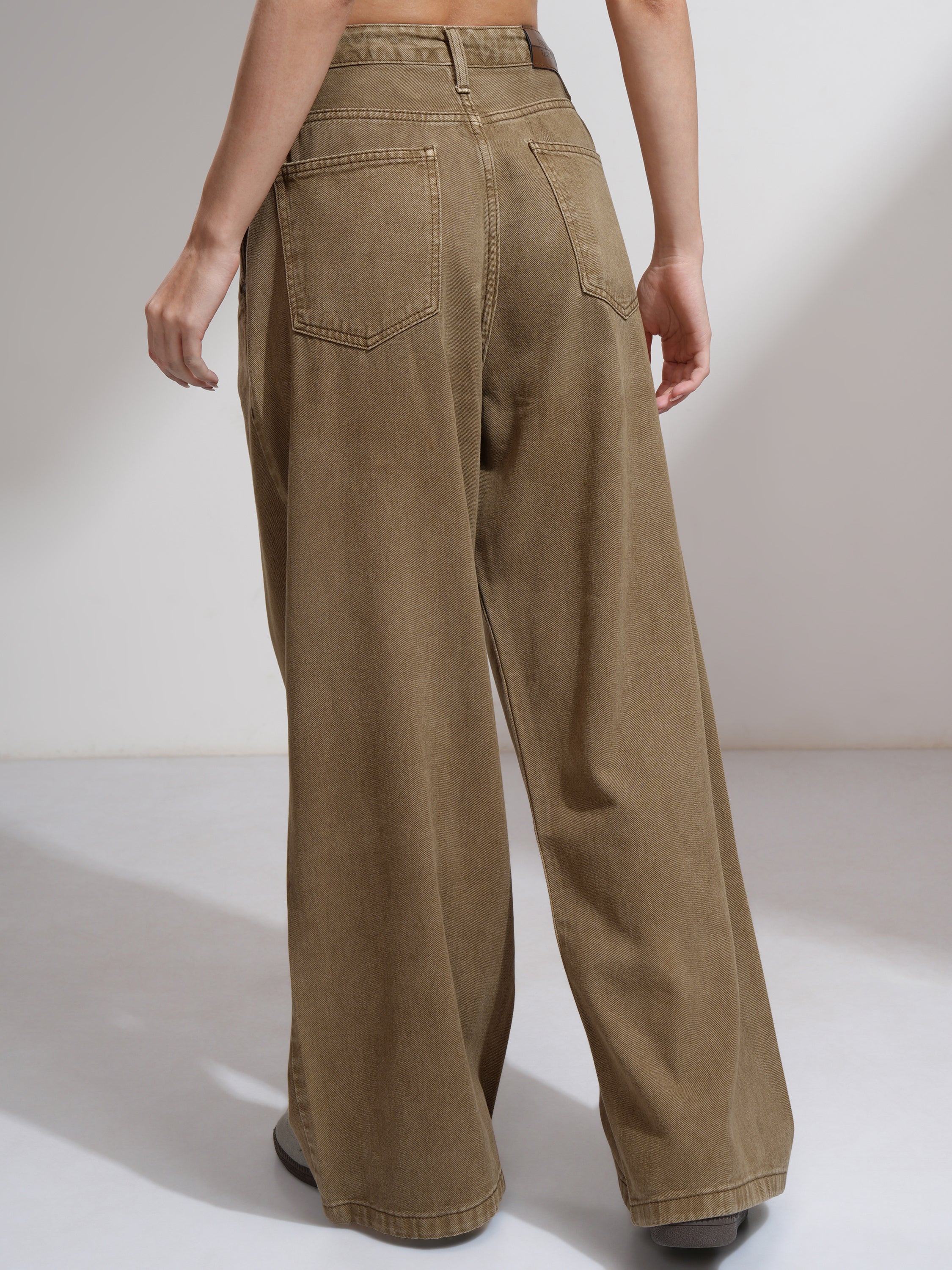 Tokyo Talkies Women Khaki Baggy Stretchable Jeans - Khaki - Image 3