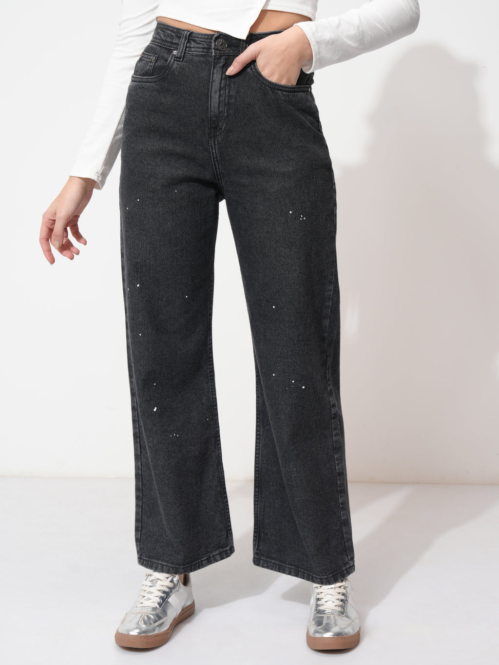 Tokyo Talkies Women Black Flared Stretchable Jeans - Black - Image 1