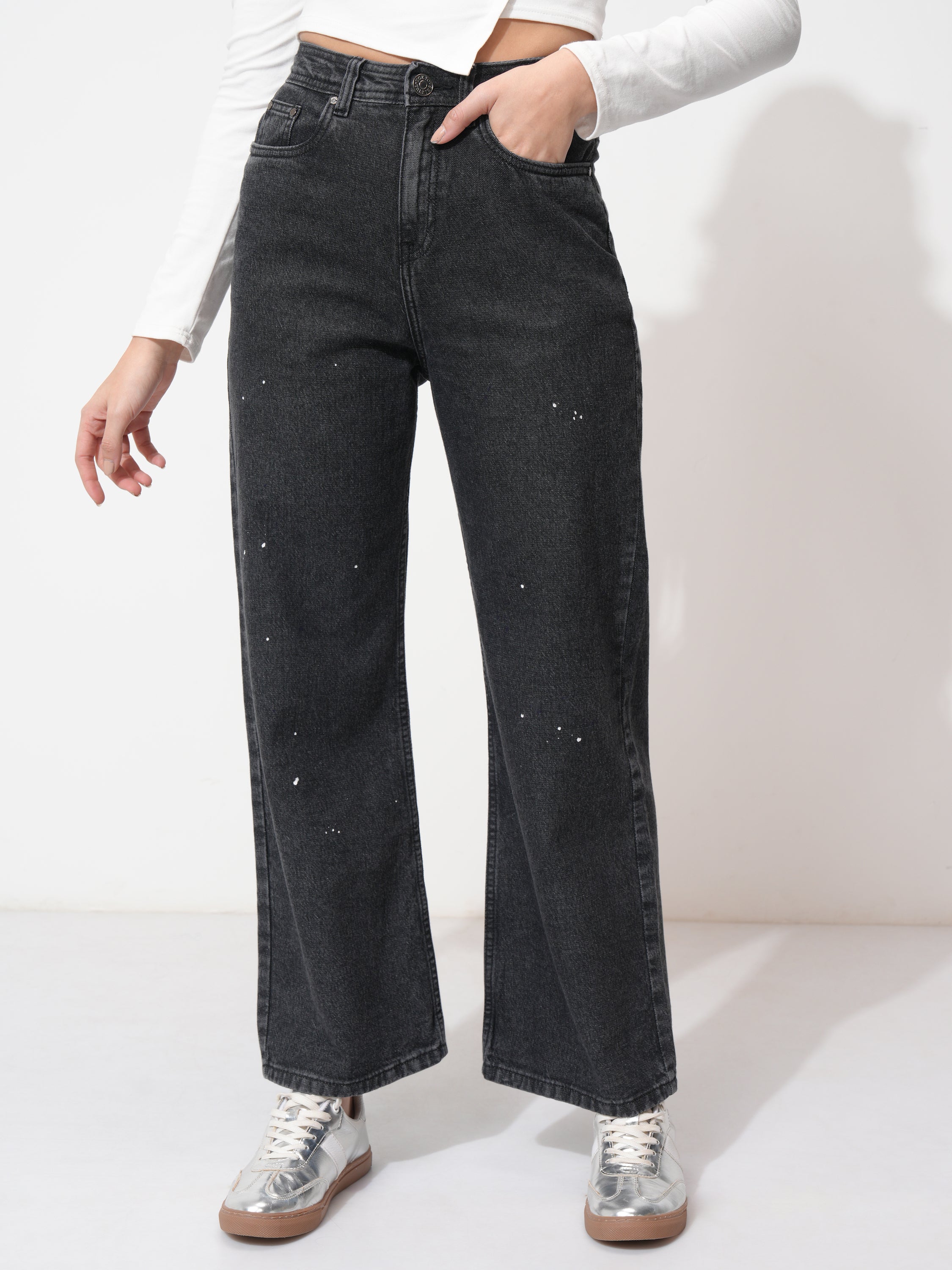 Tokyo Talkies Women Black Flared Stretchable Jeans - Black - Image 1