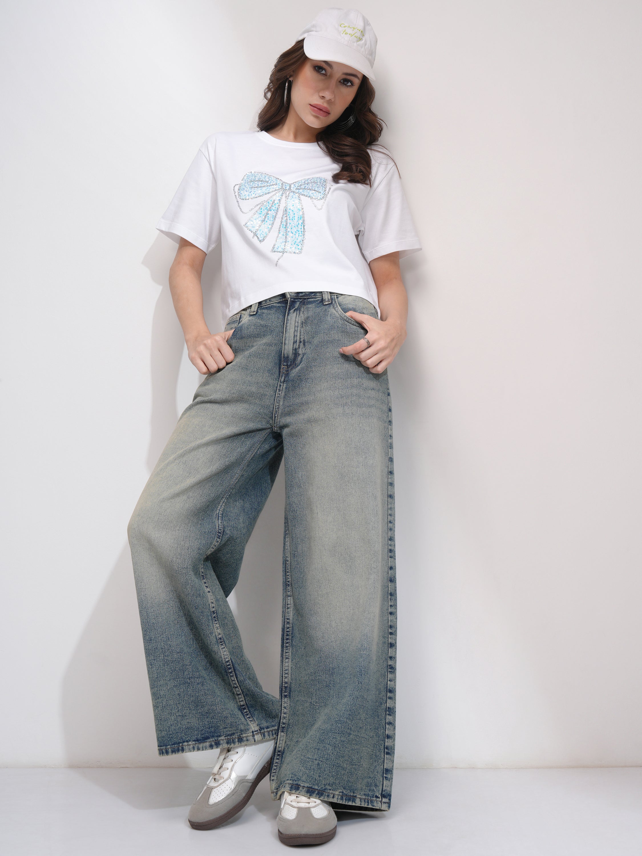 Tokyo Talkies Women Blue Baggy Jeans - Blue - Image 2