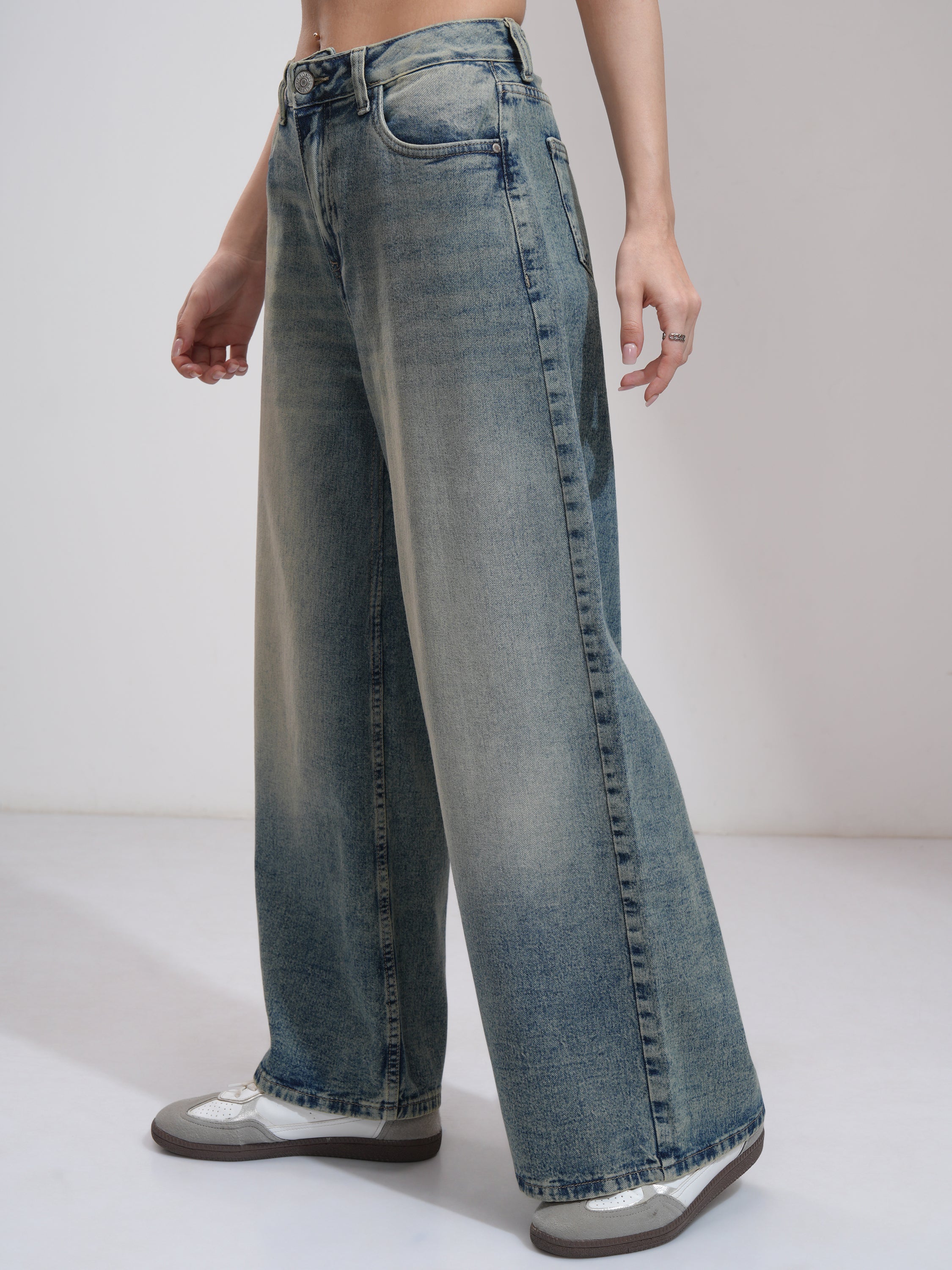 Tokyo Talkies Women Blue Baggy Jeans - Blue - Image 4