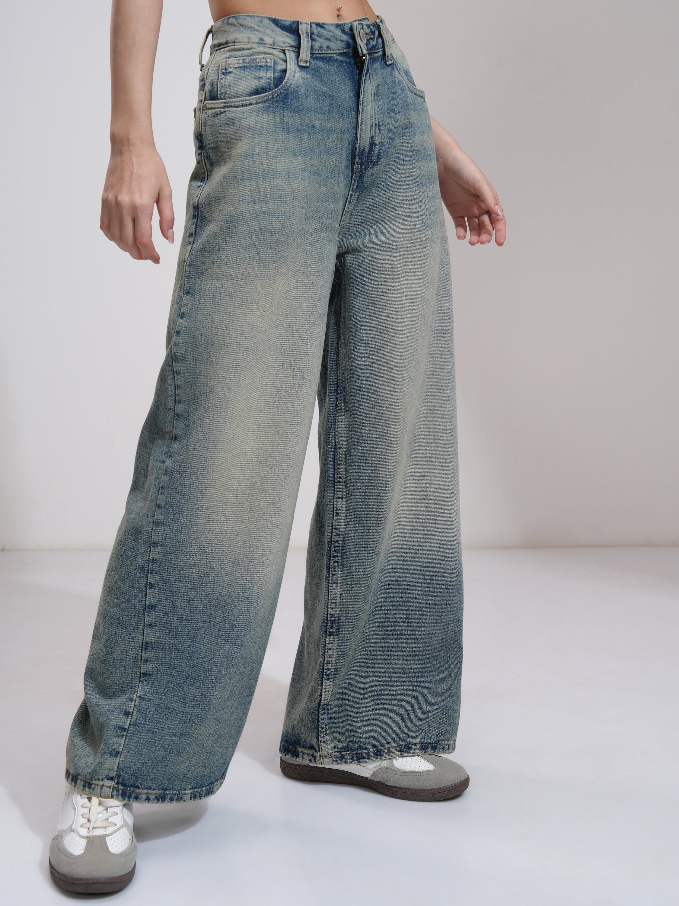 Tokyo Talkies Women Blue Baggy Jeans - Blue - Image 6