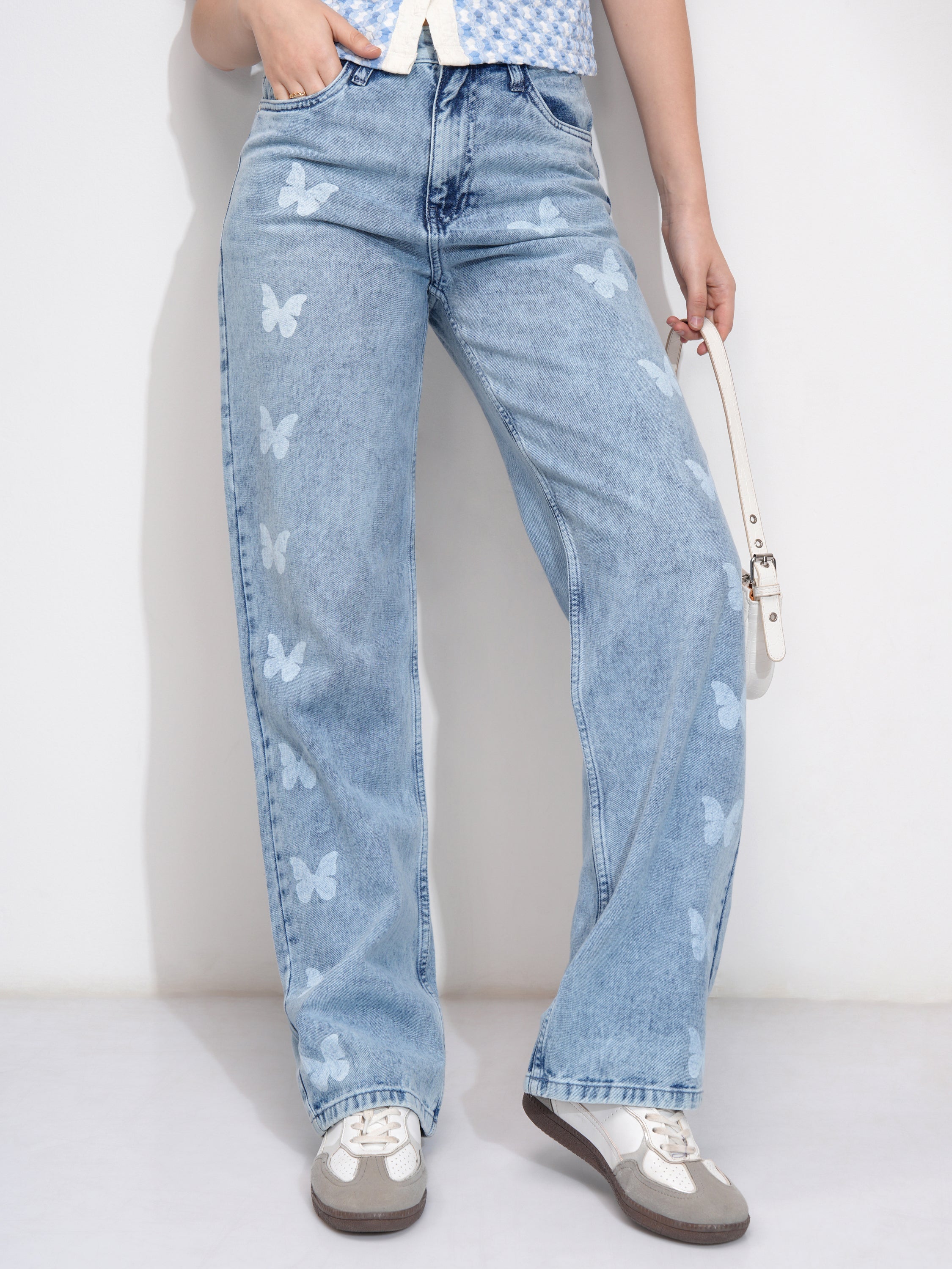 Tokyo Talkies Women Blue Dad Fit Stretchable Jeans - Blue - Image 1