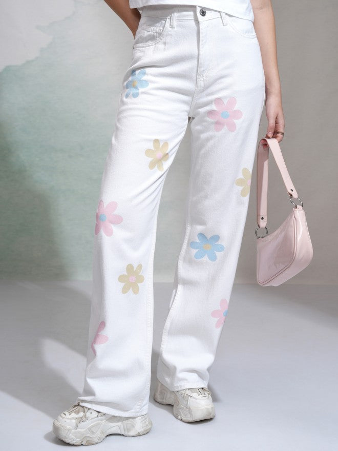Tokyo Talkies Women White Dad Fit Stretchable Jeans - White - Image 1