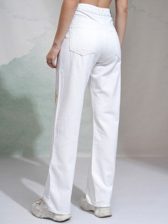 Tokyo Talkies Women White Dad Fit Stretchable Jeans - White - Image 3