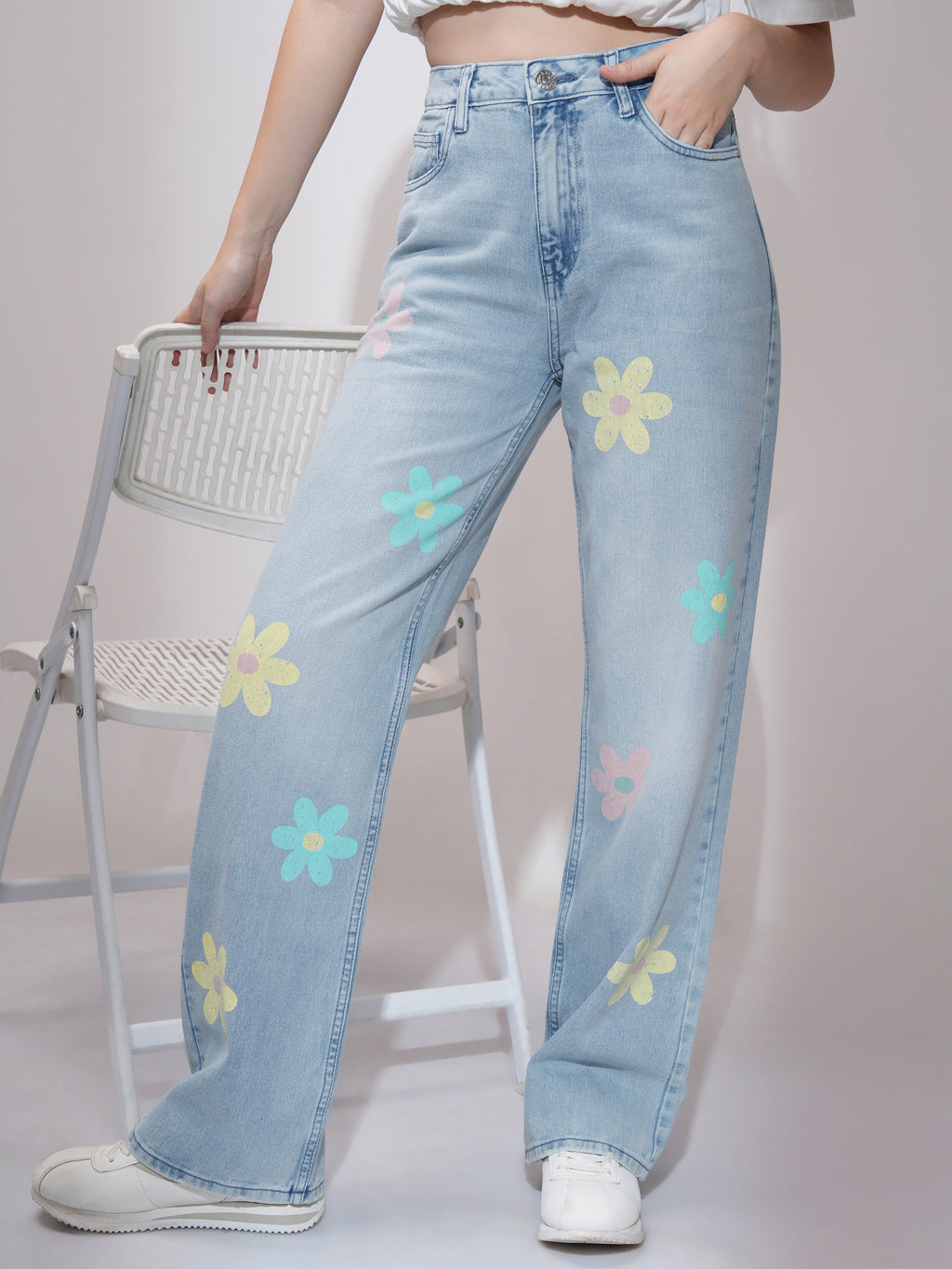 Tokyo Talkies Women Blue Straight Fit Stretchable Jeans - Blue - Image 1