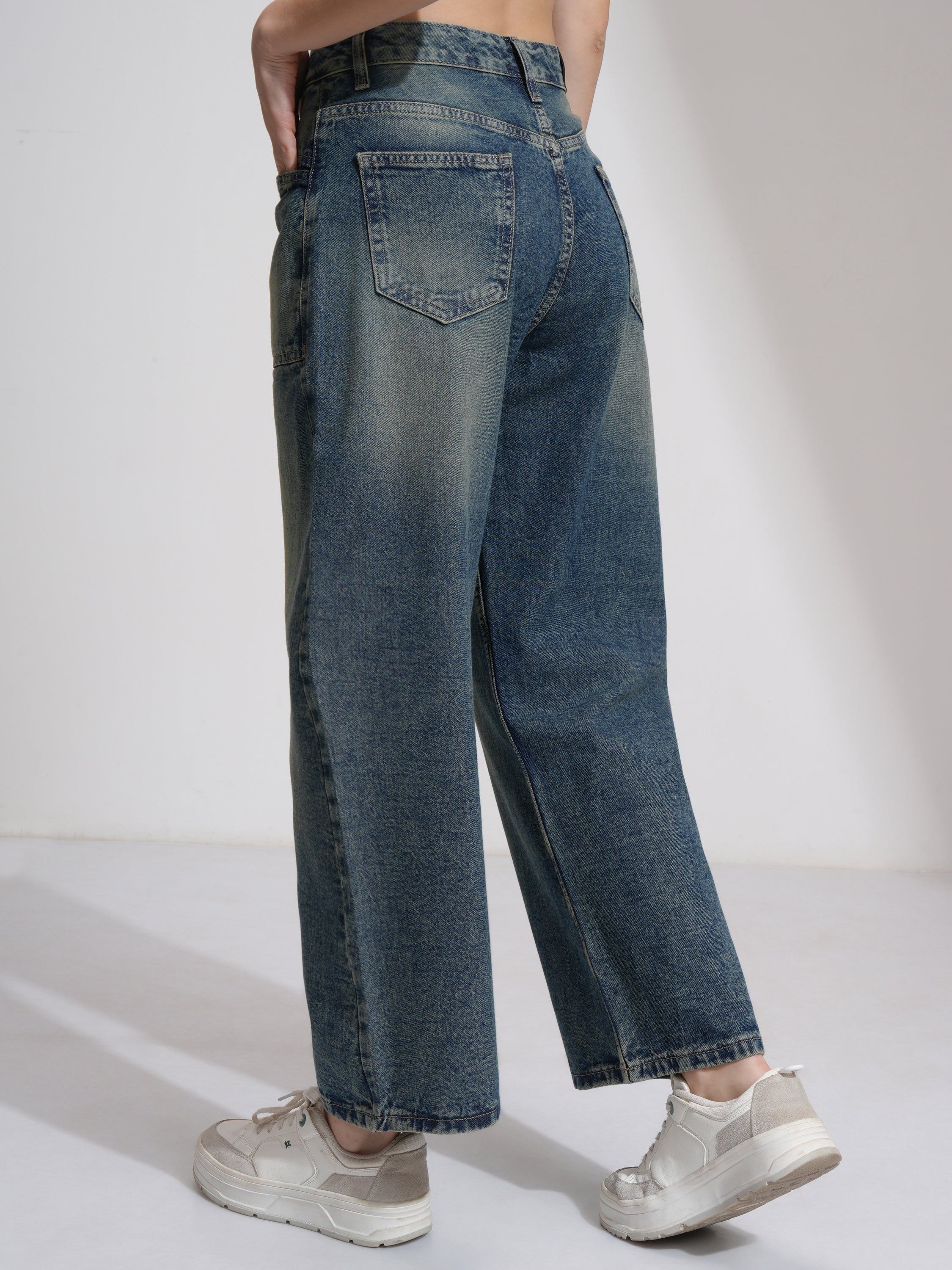 Tokyo Talkies Women Blue Straight Fit Stretchable Jeans - Blue - Image 3