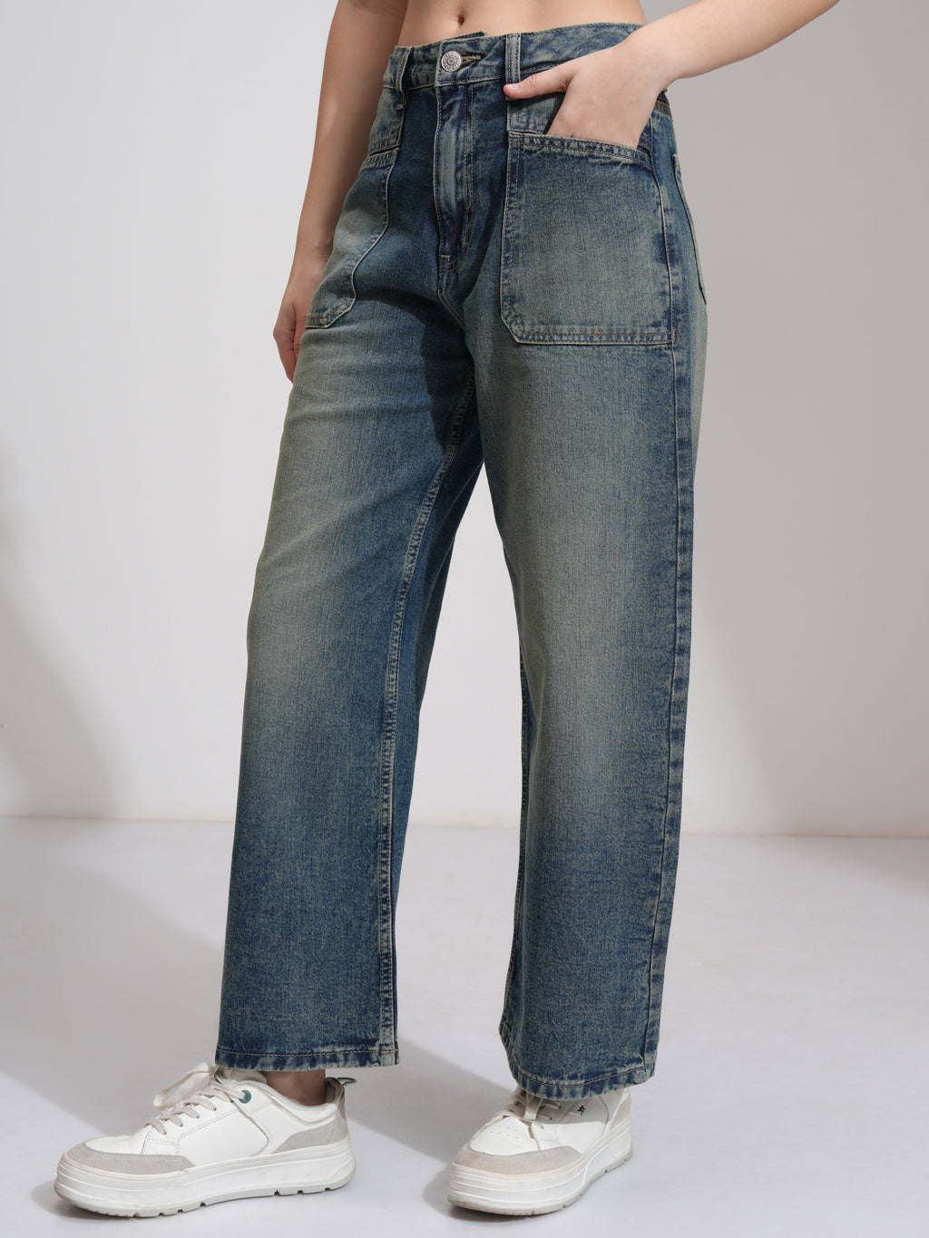 Tokyo Talkies Women Blue Straight Fit Stretchable Jeans - Blue - Image 4