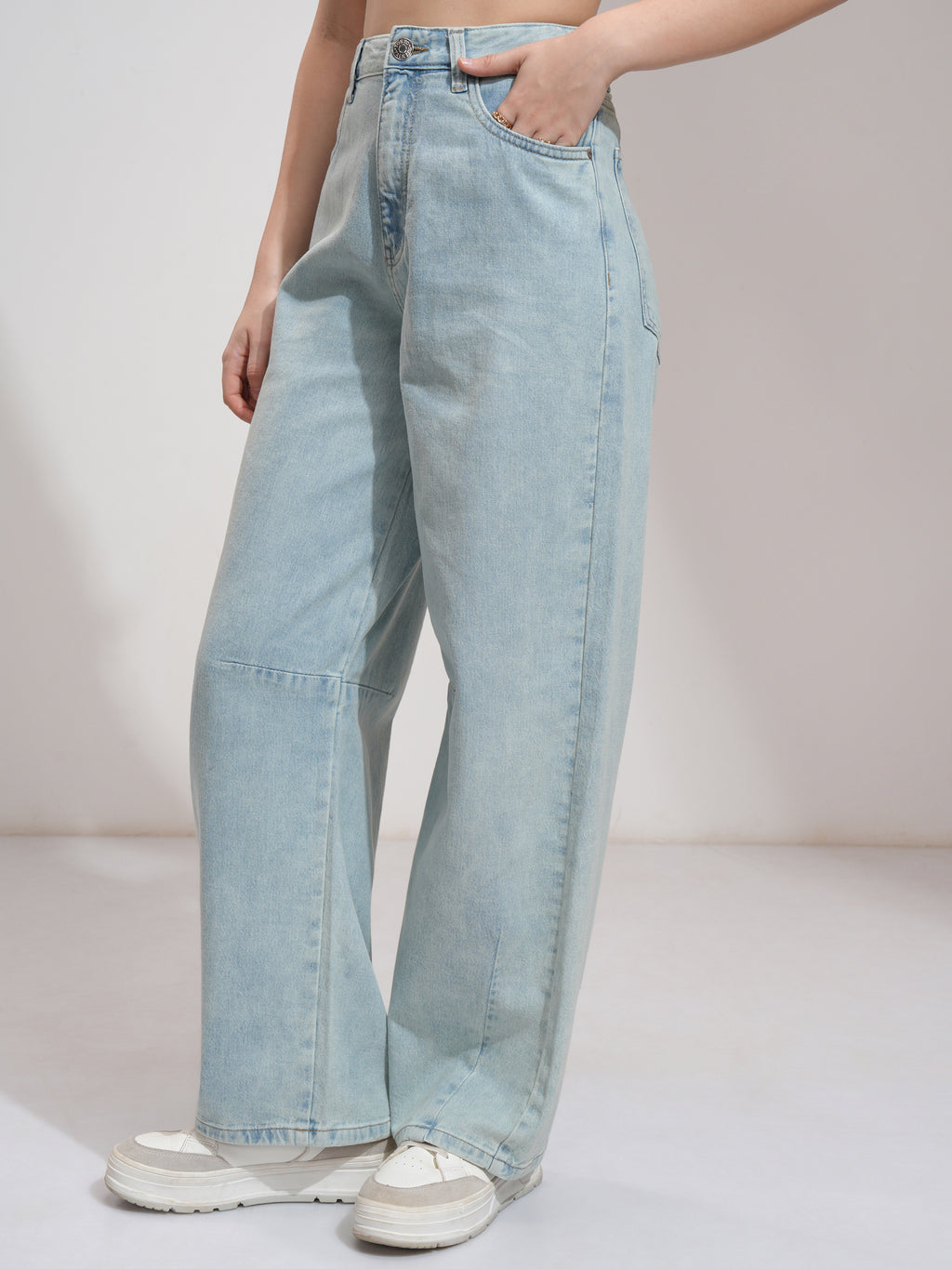Tokyo Talkies Women Blue Baggy Jeans - Blue - Image 4