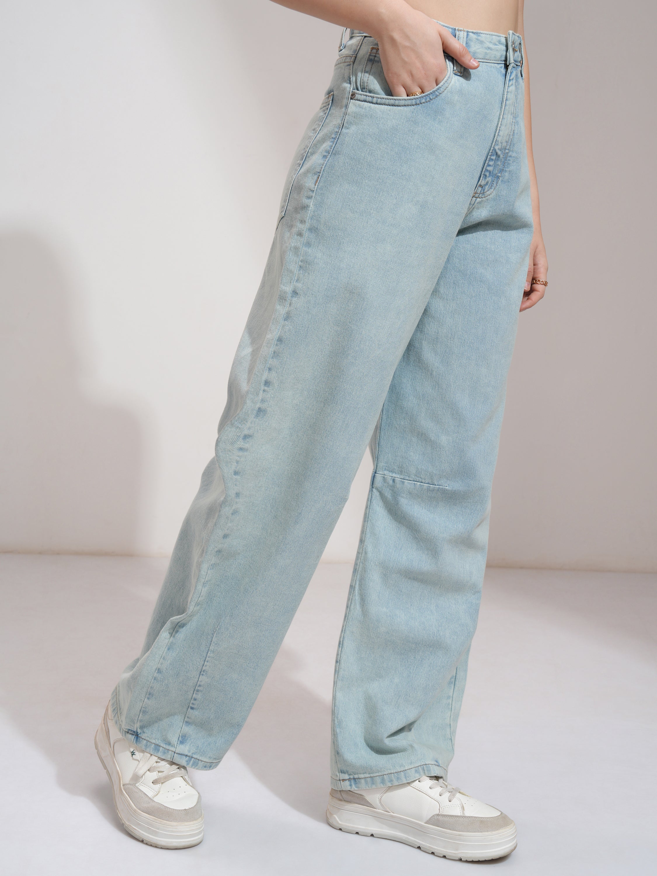 Tokyo Talkies Women Blue Baggy Jeans - Blue - Image 6