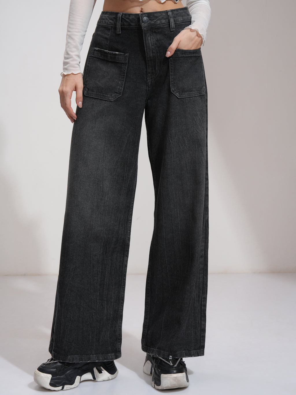 Tokyo Talkies Women Grey Bootcut Stretchable Jeans - Grey - Image 1