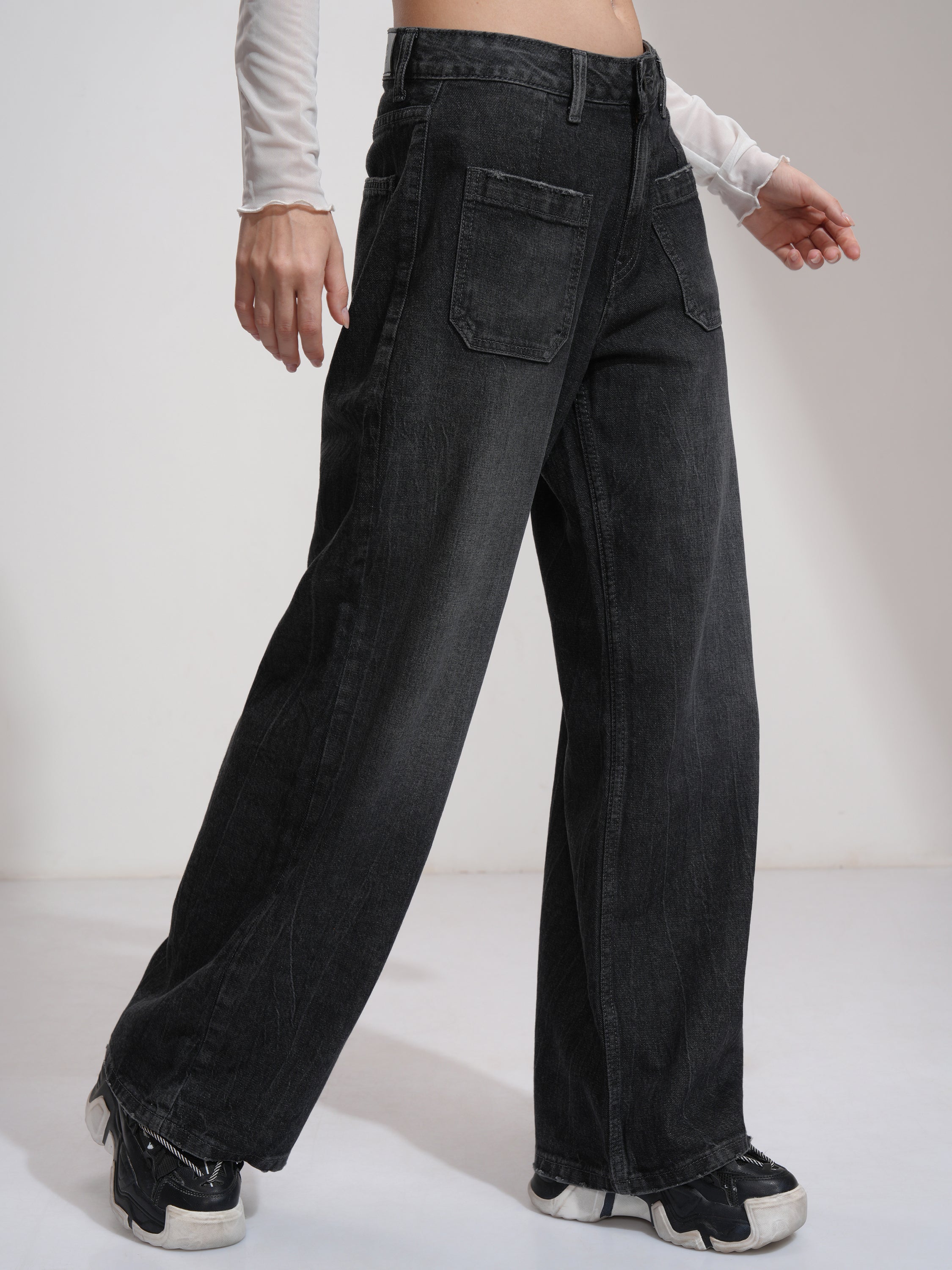 Tokyo Talkies Women Grey Bootcut Stretchable Jeans - Grey - Image 6