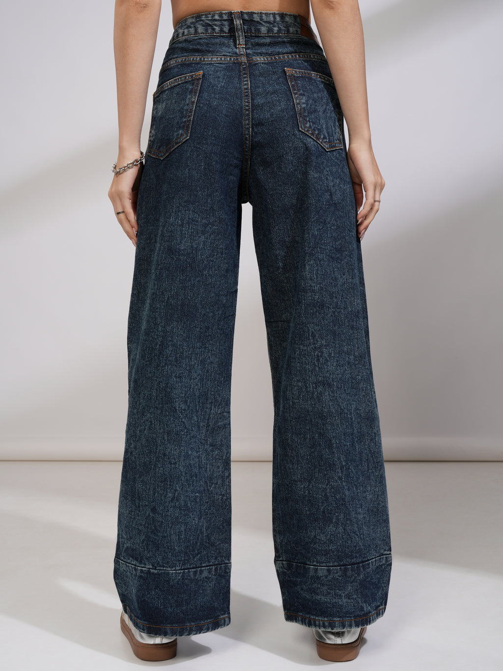 Tokyo Talkies Women Blue Wide Leg Stretchable Jeans - Blue - Image 3