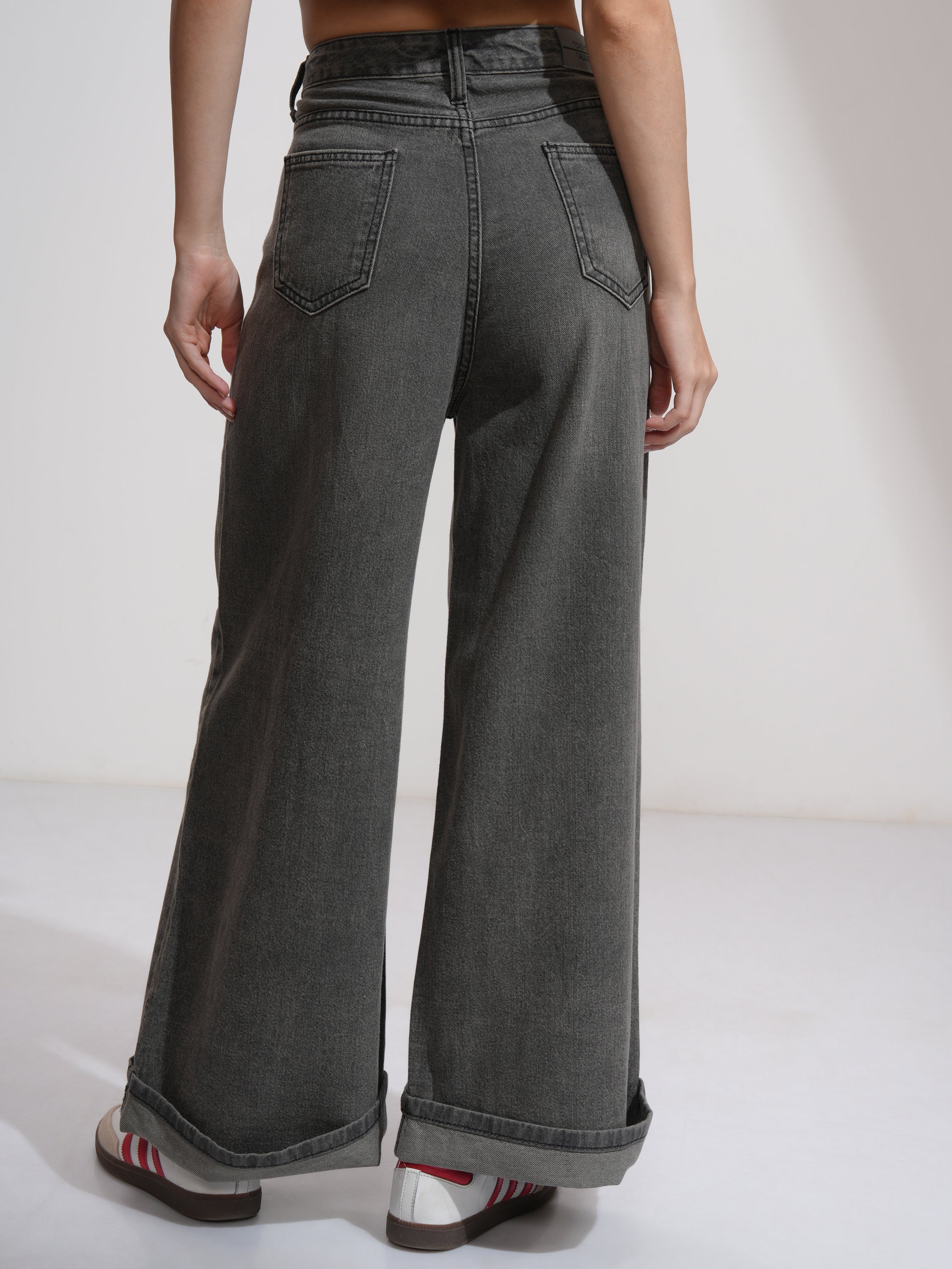 Tokyo Talkies Women Grey Wide Leg Stretchable Jeans - Grey - Image 3