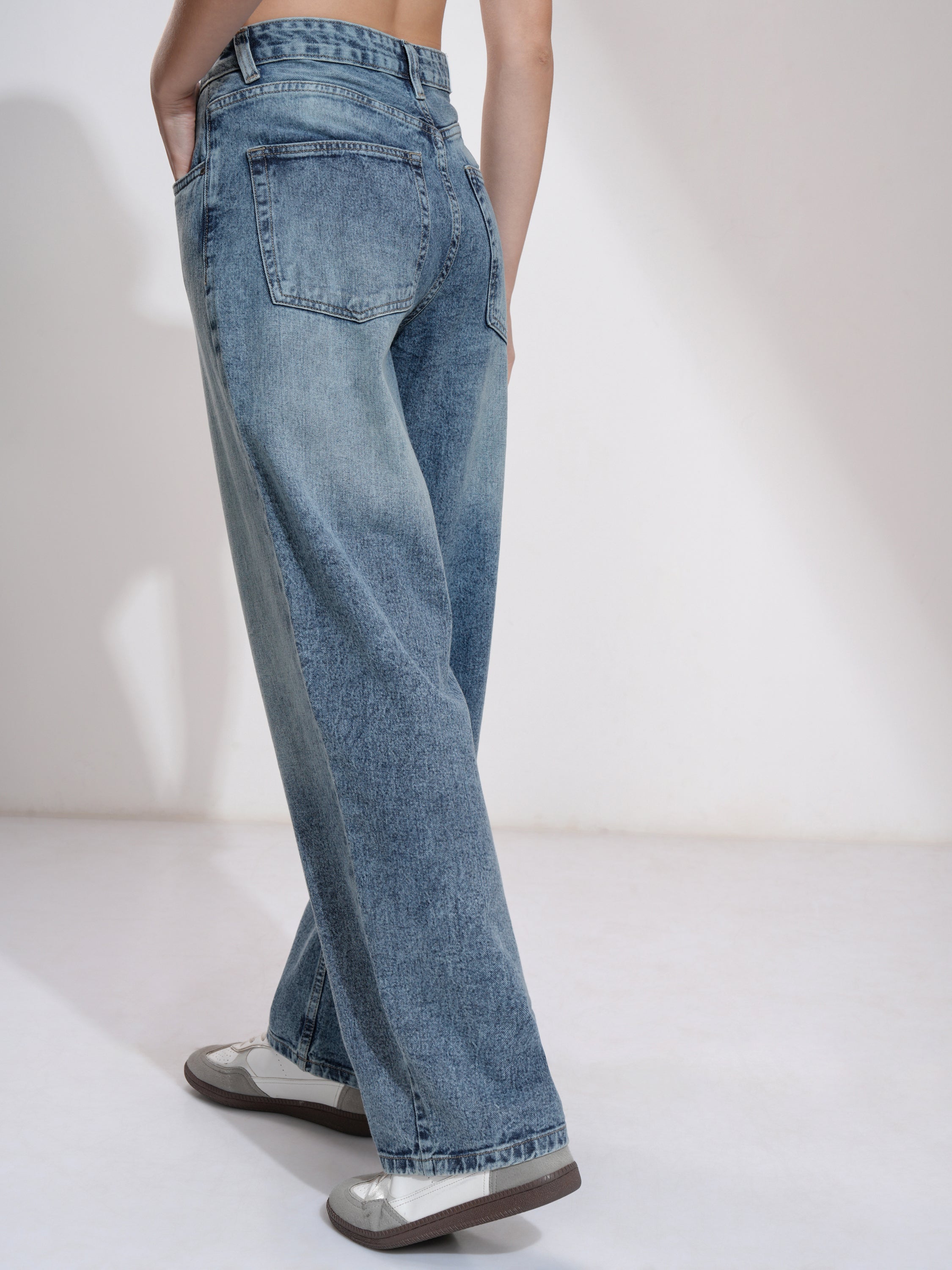 Tokyo Talkies Women Blue Wide Leg Jeans - Blue - Image 3