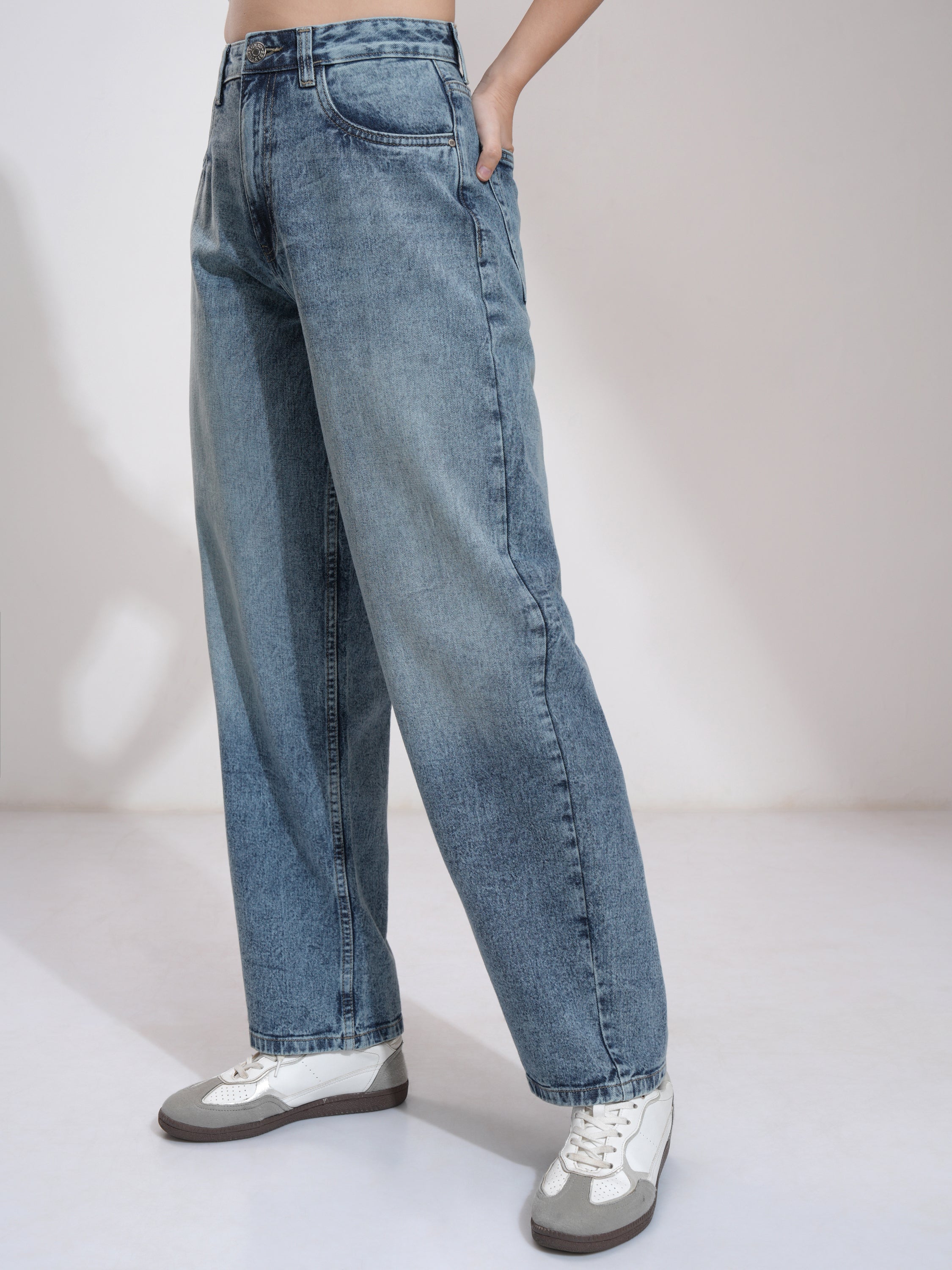 Tokyo Talkies Women Blue Wide Leg Jeans - Blue - Image 4