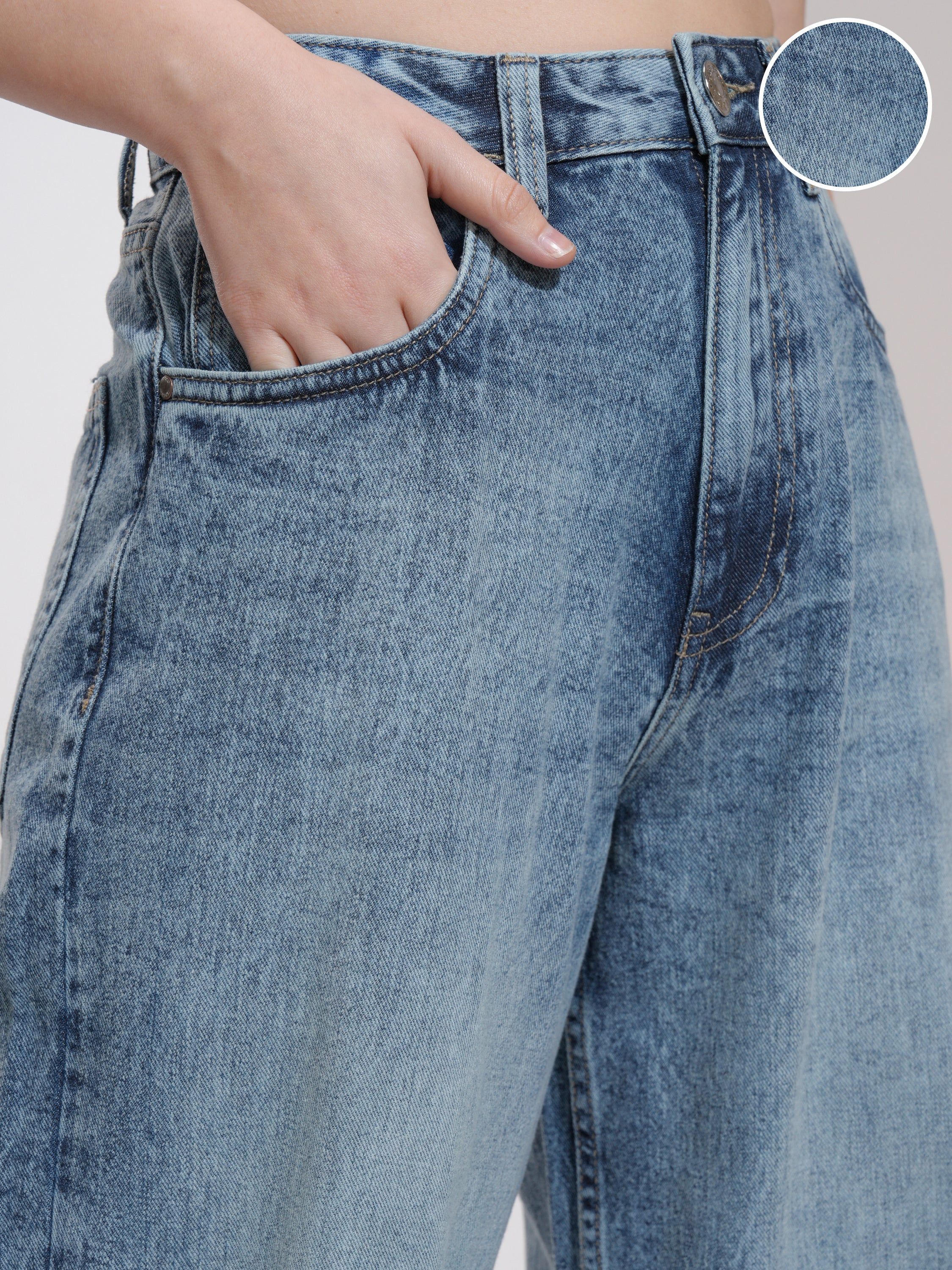 Tokyo Talkies Women Blue Wide Leg Jeans - Blue - Image 5