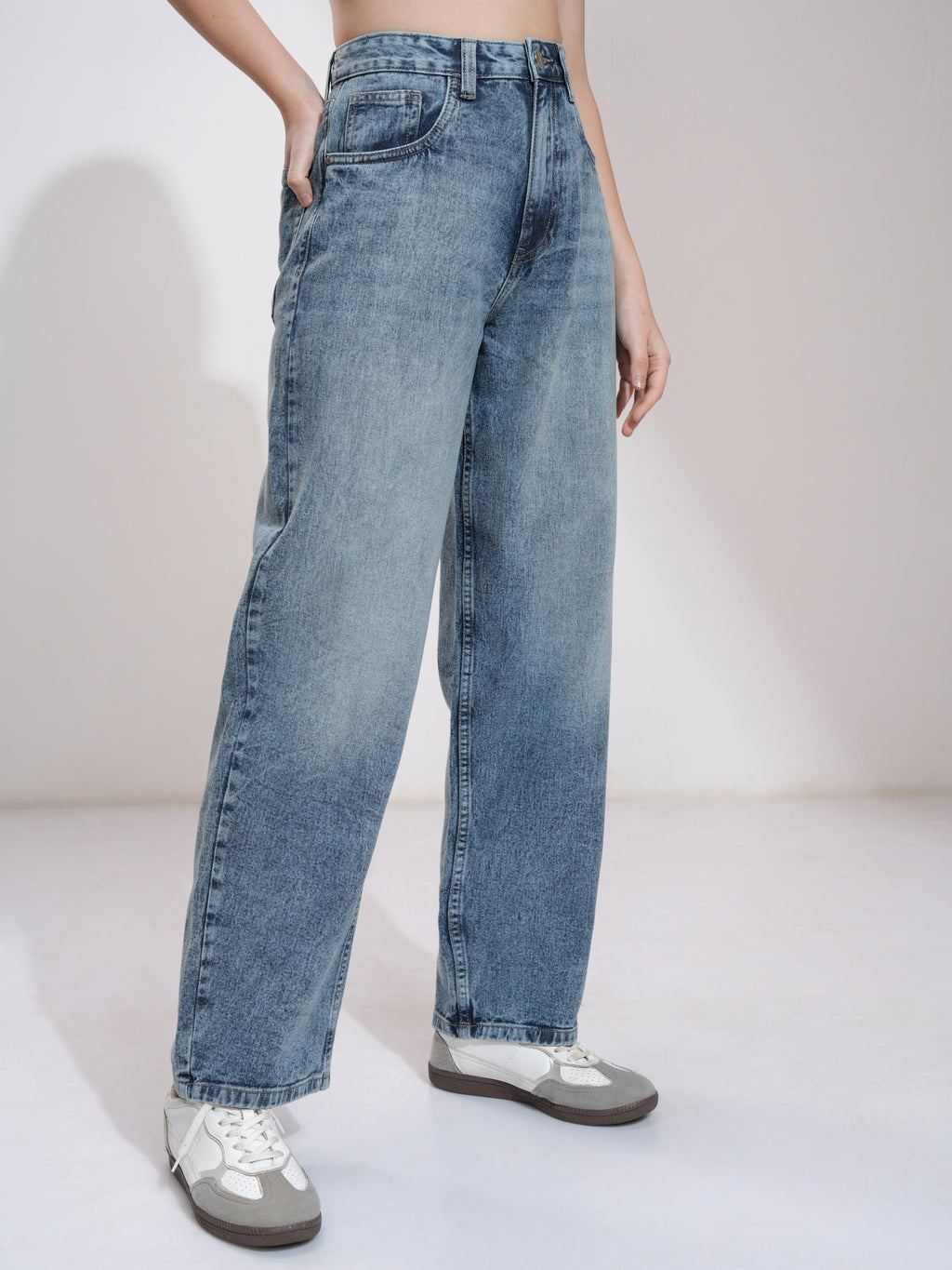Tokyo Talkies Women Blue Wide Leg Jeans - Blue - Image 6