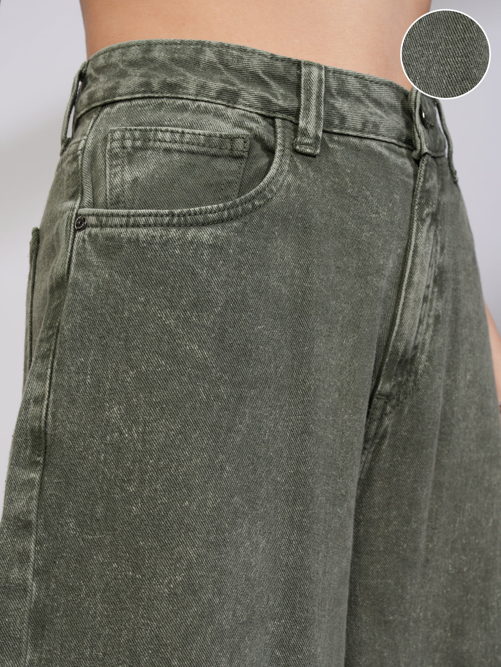 Tokyo Talkies Women Olive Flared Stretchable Jeans - Olive - Image 5