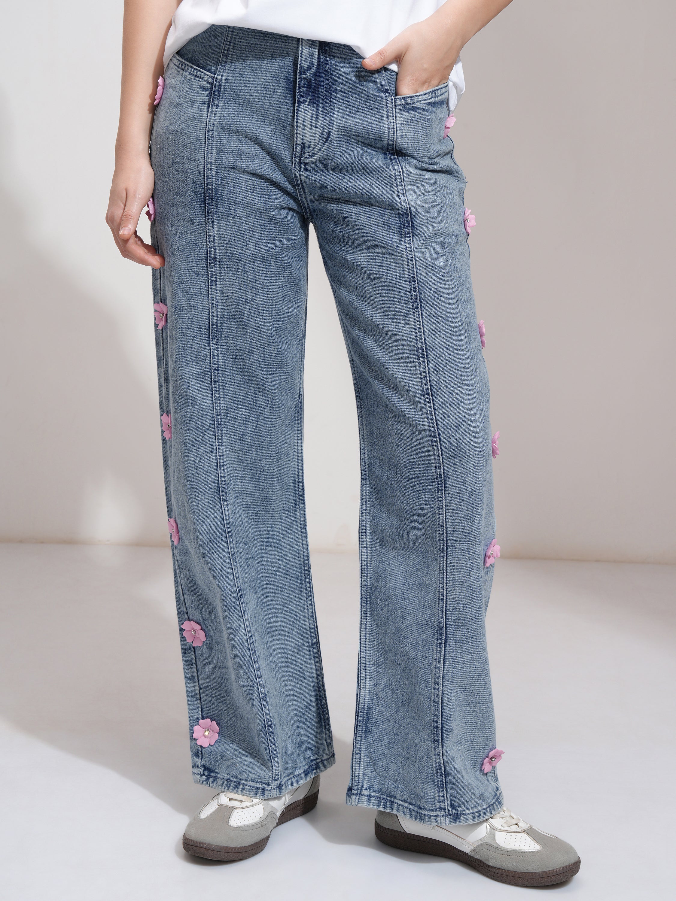 Tokyo Talkies Women Blue Dad Fit Jeans - Blue - Image 1